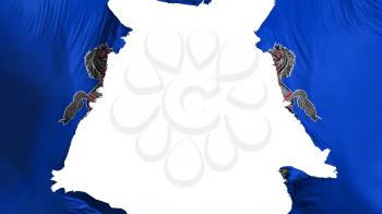 Pennsylvania state flag ripped apart, white background, 3d rendering