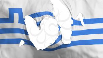 Ragged Podgorica city, capital of Montenegro flag, white background, 3d rendering