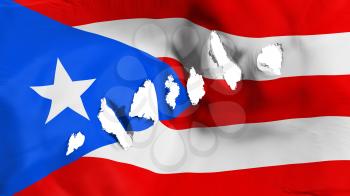 Puerto Rico state flag perforated, bullet holes, white background, 3d rendering