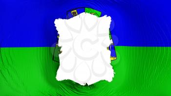 Square hole in the Rabat city, capital of Morocco flag, white background, 3d rendering
