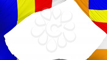 Divided Buddhist flag, white background, 3d rendering