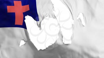 Ragged Christian flag, white background, 3d rendering
