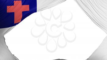 Divided Christian flag, white background, 3d rendering