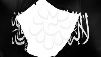 Cracked Black Jihad flag, white background, 3d rendering