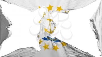 Destroyed Rhode Islands flag, white background, 3d rendering