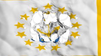 Holes in Rhode Island flag, white background, 3d rendering