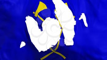 Ragged Saint Helier city, capital of Jersey flag, white background, 3d rendering