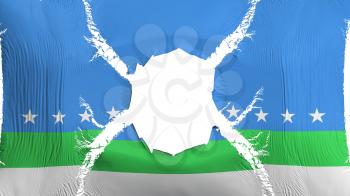 San Jose city, capital of Costa Rica flag with a hole, white background, 3d rendering