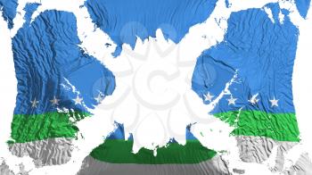 San Jose city, capital of Costa Rica torn flag fluttering in the wind, over white background, 3d rendering