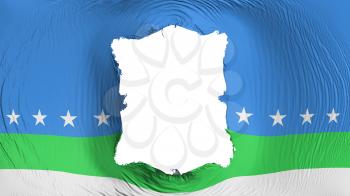 Square hole in the San Jose city, capital of Costa Rica flag, white background, 3d rendering
