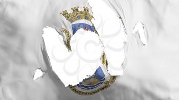 Ragged San Juan city, capital of Puerto Rico flag, white background, 3d rendering
