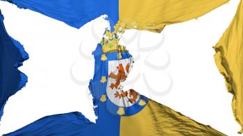 Destroyed Santiago city, capital of Chile flag, white background, 3d rendering