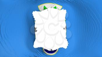 Square hole in the Sarajevo city, capital of Bosnia and Herzegovina flag, white background, 3d rendering