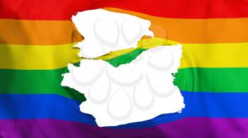 Tattered Gay rainbow flag, white background, 3d rendering