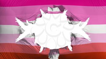 Lesbian pride flag with a big hole, white background, 3d rendering