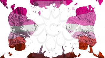 Scattered Lesbian pride flag, white background, 3d rendering