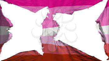 Destroyed Lesbian pride flag, white background, 3d rendering