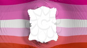 Square hole in the Lesbian pride flag, white background, 3d rendering