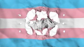 Holes in Transgender pride flag, white background, 3d rendering
