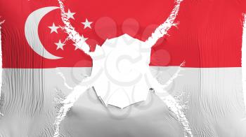 Singapore flag with a hole, white background, 3d rendering