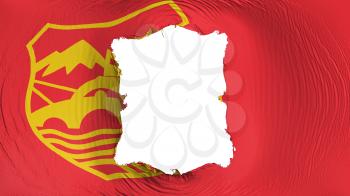 Square hole in the Skopje city, capital of Macedonia flag, white background, 3d rendering