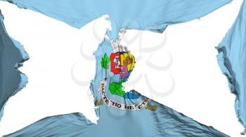Destroyed Sofia city, capital of Bulgaria flag, white background, 3d rendering