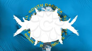 South Dakota state flag with a big hole, white background, 3d rendering