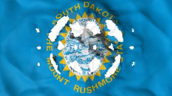 South Dakota state flag with a small holes, white background, 3d rendering