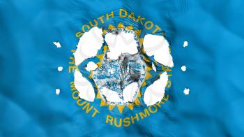 Holes in South Dakota state flag, white background, 3d rendering