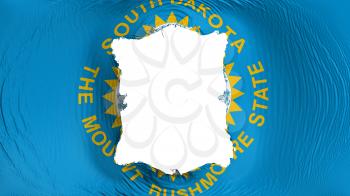 Square hole in the South Dakota state flag, white background, 3d rendering