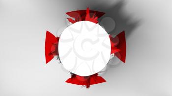 Sucre city, capital of Bolivia flag ripped apart, white background, 3d rendering