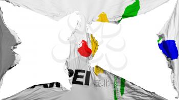 Destroyed Taipei city, capital of Republic of China flag, white background, 3d rendering