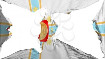 Destroyed Tbilisi city, capital of Georgia flag, white background, 3d rendering