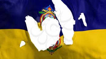 Ragged Tegucigalpa city, capital of Honduras flag, white background, 3d rendering