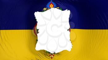 Square hole in the Tegucigalpa city, capital of Honduras flag, white background, 3d rendering