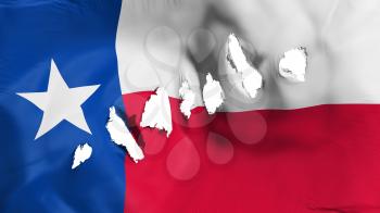 Texas state flag perforated, bullet holes, white background, 3d rendering