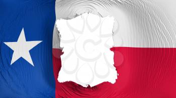 Square hole in the Texas state flag, white background, 3d rendering
