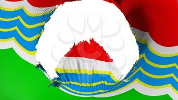 Big hole in Tiraspol city, capital of Moldova flag, white background, 3d rendering