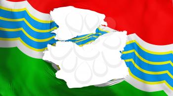 Tattered Tiraspol city, capital of Moldova flag, white background, 3d rendering
