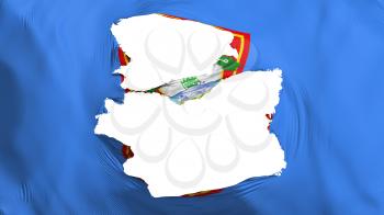 Tattered Tunis city, capital of Tunisia flag, white background, 3d rendering