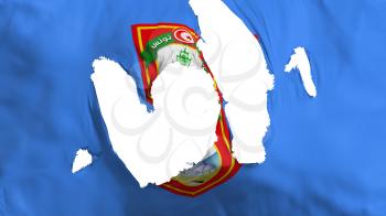 Ragged Tunis city, capital of Tunisia flag, white background, 3d rendering