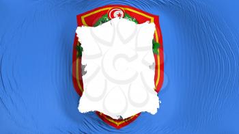 Square hole in the Tunis city, capital of Tunisia flag, white background, 3d rendering