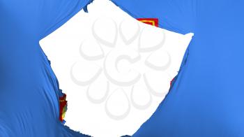 Cracked Tunis city, capital of Tunisia flag, white background, 3d rendering