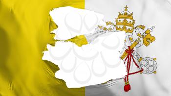 Tattered Vatican city, capital of Vatican flag, white background, 3d rendering