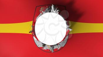 Vilnius city, capital of Lithuania flag ripped apart, white background, 3d rendering