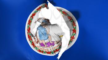 Damaged Virginia state flag, white background, 3d rendering