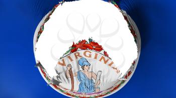 Big hole in Virginia state flag, white background, 3d rendering