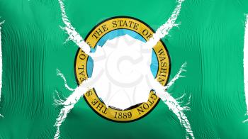 Washington state flag with a hole, white background, 3d rendering