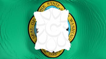 Square hole in the Washington state flag, white background, 3d rendering