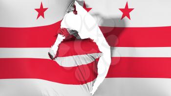Damaged Washington DC state flag, white background, 3d rendering